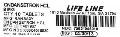 ONDANSETRON 8MG.jpg Ondansetron HCl 8 mg Tablet Label - ONDANSETRON 8MG